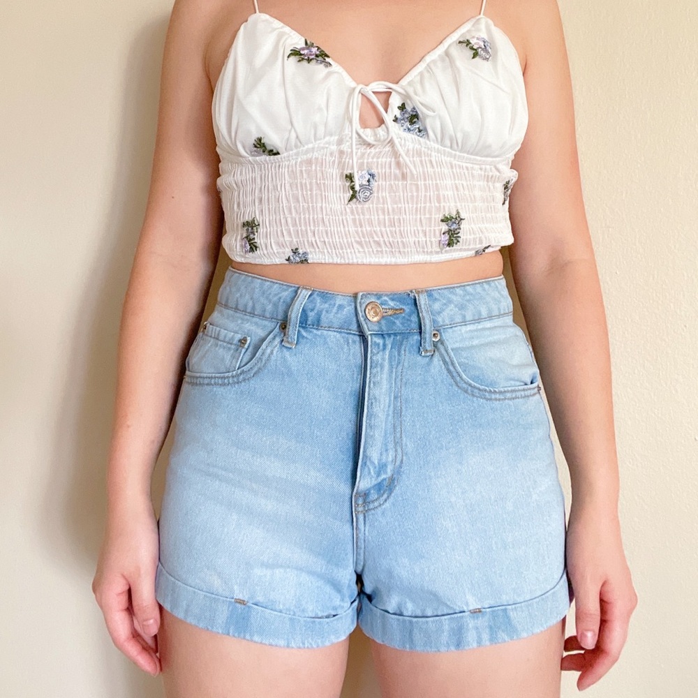 Denim high waisted shorts